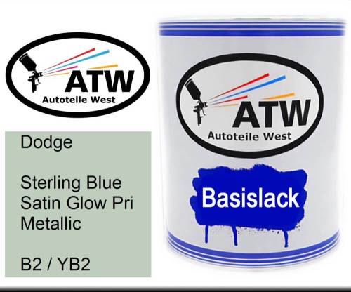 Dodge, Sterling Blue Satin Glow Pri Metallic, B2 / YB2: 1L Lackdose, von ATW Autoteile West.